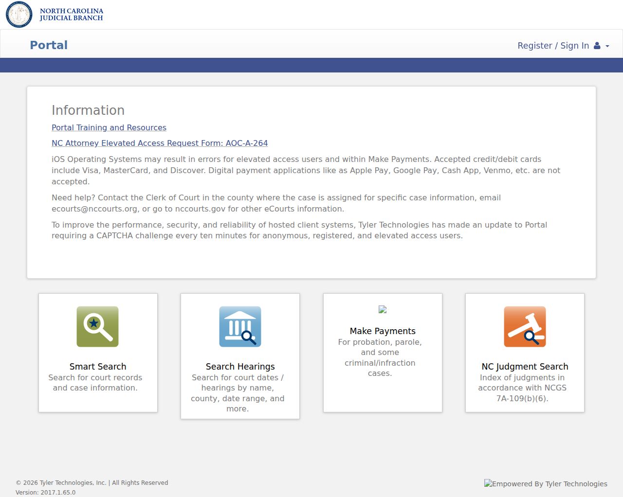 Swain County case search Portal tiles for public court records